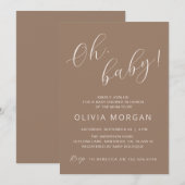 Baby shower Moderne Brown Tan Elegant Invitation (Devant / Derrière)