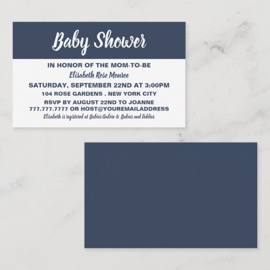 Baby shower moderne et élégant Invitation de bille (Devant / Derrière)