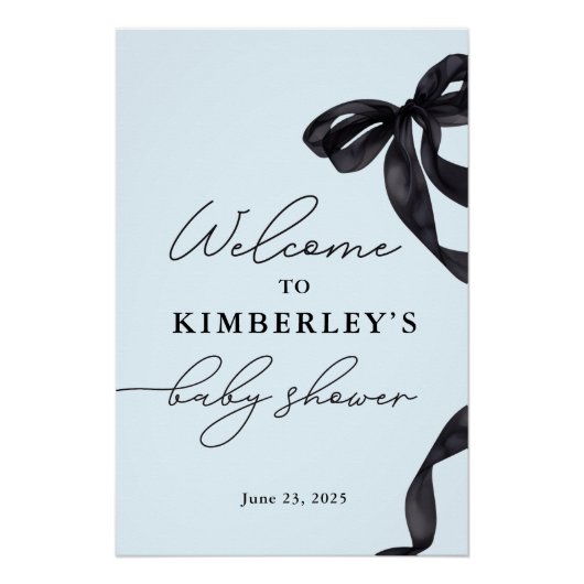 Baby shower moderne Hello bébé Bow Boy Boy Affiche (Devant)