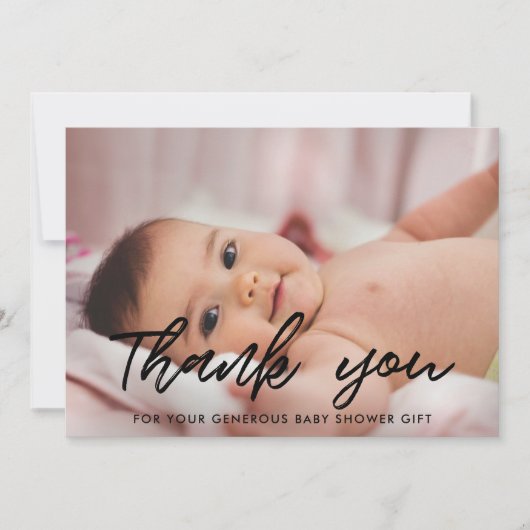 Baby shower moderne merci carte photo (Devant)
