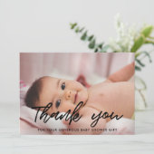 Baby shower moderne merci carte photo (Debout devant)