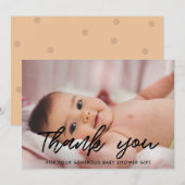 Baby shower moderne merci carte photo (Devant / Derrière)