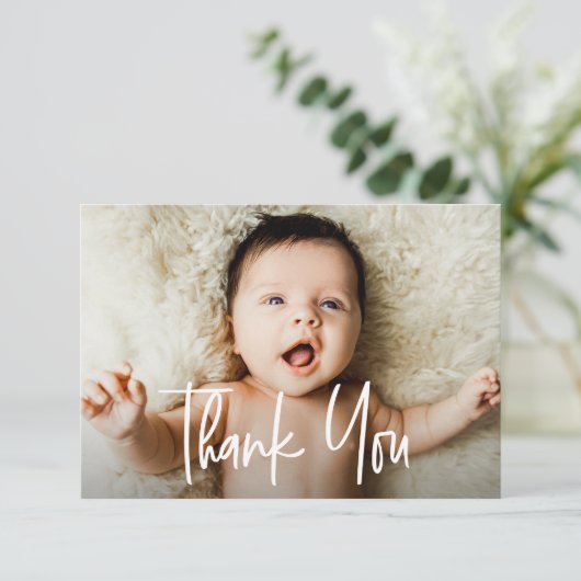 Baby shower moderne merci note photo (Debout devant)