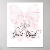 Baby shower moderne Pink Bow Livre d'or (Devant)