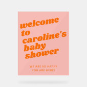 Baby shower moderne rose orange rétro Accueil (Recto)
