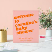 Baby shower moderne rose orange rétro Accueil (Mariage)