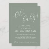 Baby shower Moderne Sage Vert Élégant Invitation (Devant / Derrière)