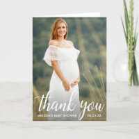 Baby shower Moderne Script Merci photo Plier