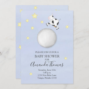 Baby shower Moderne Waterverf Koe sprong over maan Kaart