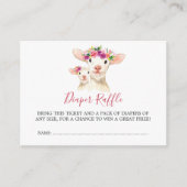 Baby shower Moeder En Baby Lamb Luier Raffle Informatiekaartje (Voorkant)