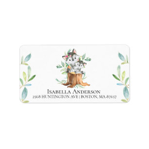 Baby shower Moeder en Baby Wolf Adres Etiket