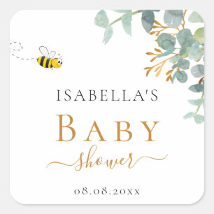 Baby shower moeder om eucaluptusscript te zijn vierkante sticker