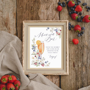 Baby shower Mom-osa Bar Wilde bessen en bloemen Poster