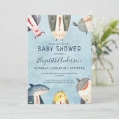 Baby shower. Mon garçon. Jolie invitation carte él (Debout devant)