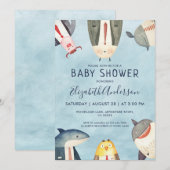 Baby shower. Mon garçon. Jolie invitation carte él (Devant / Derrière)