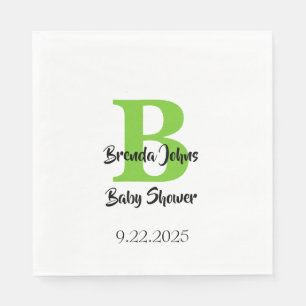 Baby shower Monogram Naam Groen Oerwoud Thema Servet