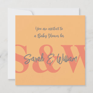Baby shower monogram naam minimaal uitnodigen kaart