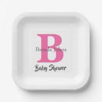 Baby shower Monogram Roze Wit Schattige Elegant