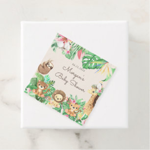 baby shower monogram tropische safari dieren bedankjes labels