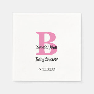 Baby shower Monogrammen Roze Wit Schattige Elegant Servet
