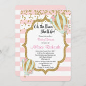 baby shower montgolfière invitation or rose (Devant / Derrière)