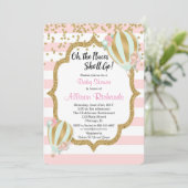 baby shower montgolfière invitation or rose (Debout devant)