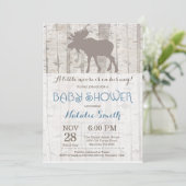 Baby shower Moose Boy Invitation Bois rustique (Debout devant)