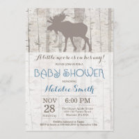 Baby shower Moose Boy Invitation Bois rustique