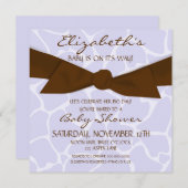Baby shower Motif de Girafe Invitation avec Bow Br (Devant / Derrière)
