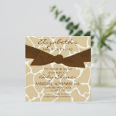Baby shower Motif de Girafe Invitation avec Bow Br (Debout devant)