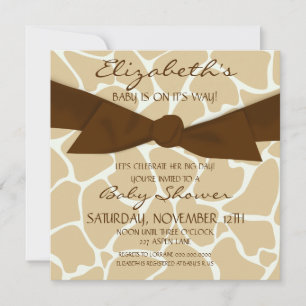 Baby shower Motif de Girafe Invitation avec Bow Br