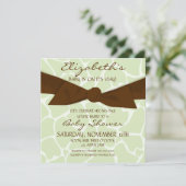 Baby shower Motif de Girafe Invitation avec Bow Br (Debout devant)