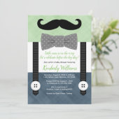 baby shower moustache invitation verte marine arc  (Debout devant)