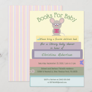 Baby shower Muisbibliotheek in pinken Kaart