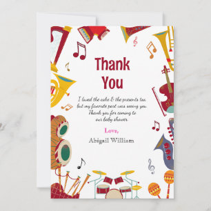 Baby shower musical coloré Merci Cartes