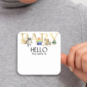  Baby Shower Naamlabel  Vierkante Sticker
