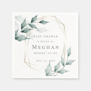 Baby shower Napkins Grijs Jade Green Botanical Servet