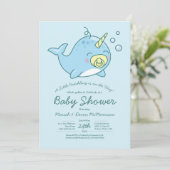 Baby shower Narwhal Kawaii Invitation (Debout devant)