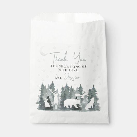 Baby shower naturel Woodland merci pour les sacs (Devant)