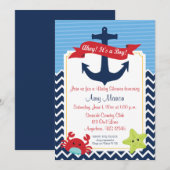 Baby shower Nautical Boy Invitation personnalisée (Devant / Derrière)