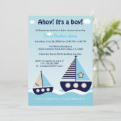Baby shower Nautical Sailboat Baby Boy Invitation (Debout devant)