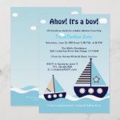 Baby shower Nautical Sailboat Baby Boy Invitation (Devant / Derrière)