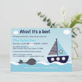 Baby shower Nautical Sailboat Baby Boy Invitation (Debout devant)