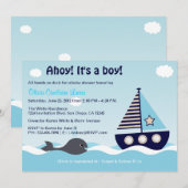 Baby shower Nautical Sailboat Baby Boy Invitation (Devant / Derrière)