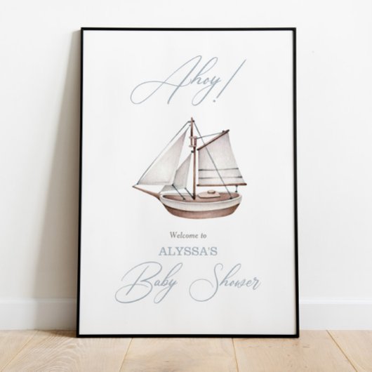 Baby shower nautique Ahoy Affiche de bienvenue