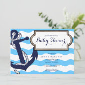 Baby shower nautique avec Ancre Invitation (Debout devant)