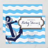 Baby shower nautique avec Ancre Invitation (Devant / Derrière)