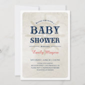 Baby shower nautique bleu marine Invitation (Devant)