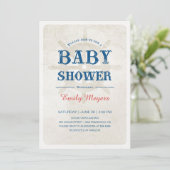 Baby shower nautique bleu marine Invitation (Debout devant)