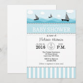 Baby shower nautique bleu poudre Invitation (Devant / Derrière)